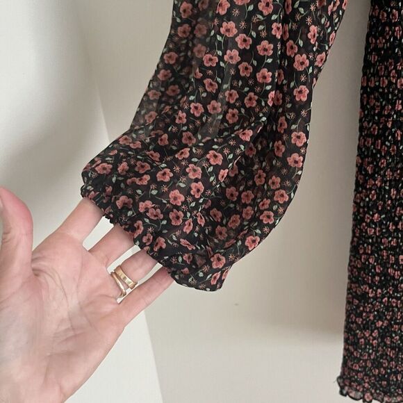 C Meo Collective Dress S ditzy Floral Longevity Smocked Sheer Grunge Whimsigoth - Picture 14 of 16